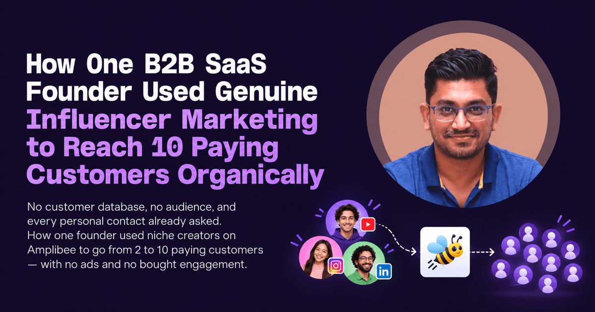 How One B2B SaaS Founder Used Genuine Influencer Marketing to Reach 10 Paying Customers Organically
